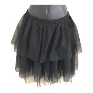 Free People‎ black tiered layered chiffon tutu style princess mini skirt size XS